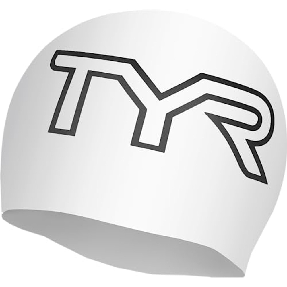 Women's TYR Graphic Silicone Swim Cap L White Black